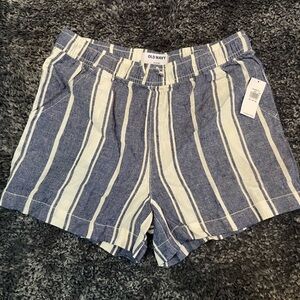 Old Navy Blue and White Vertical Stripe High-Waist Girl’s Shorts